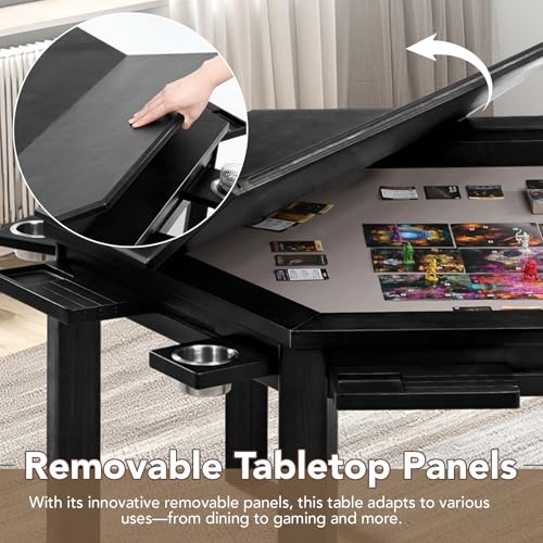Hexagonal Solid Wood Board Game Table with Dining Top and Accessories