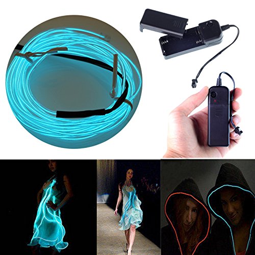 Flexible 16.4ft Fluorescent Green EL Wire Neon Rope Light, Battery Powered