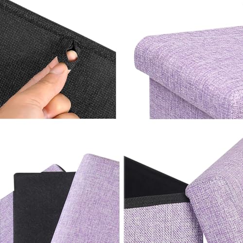 Foldable Linen Storage Ottoman Cube 11.8-Inch Square Footrest Stool