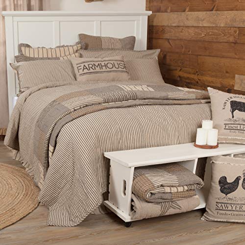 Sawyer Mill Ticking Stripe Quilt Twin Size - Charcoal Grey