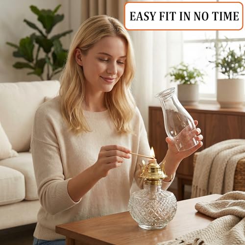 Clear Glass Oil Lamp Chimney Replacement - 3 Inch Base Hurricane Shade