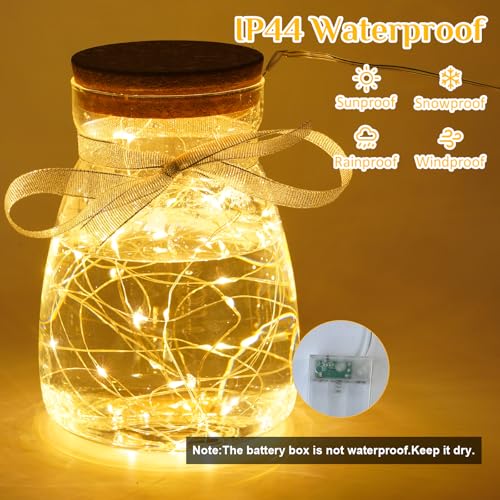 QITONG Warm White Battery Operated Fairy Lights 4 Pack 16ft 50 LEDs Outdoor Indoor Twinkle