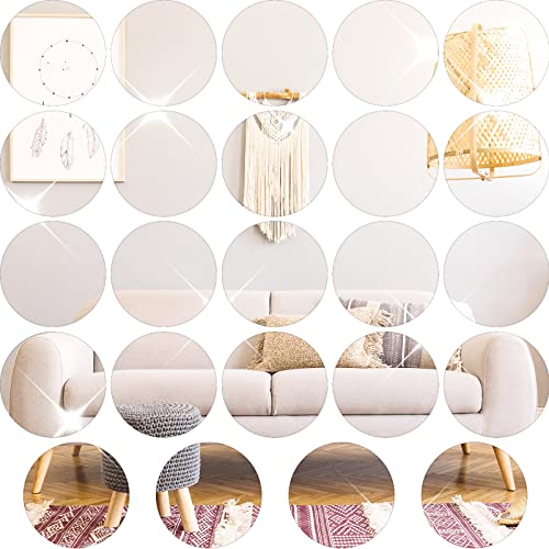 24-Piece 8-Inch Acrylic Round Mirror Set for Wall Decor and Table Centerpieces