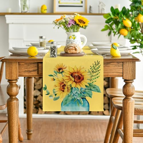 Artoid Mode Hello Sunshine Sunflower Table Runner 13x36 Inch