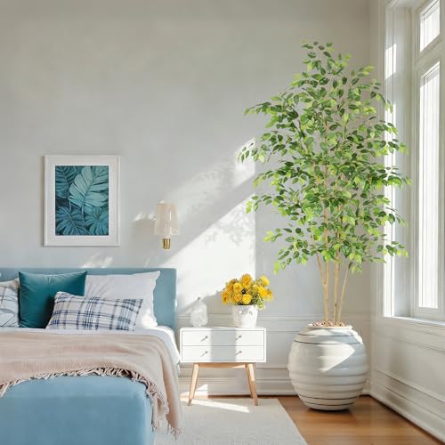 7ft UV Resistant Ficus Tree - Realistic Potted Faux Plant
