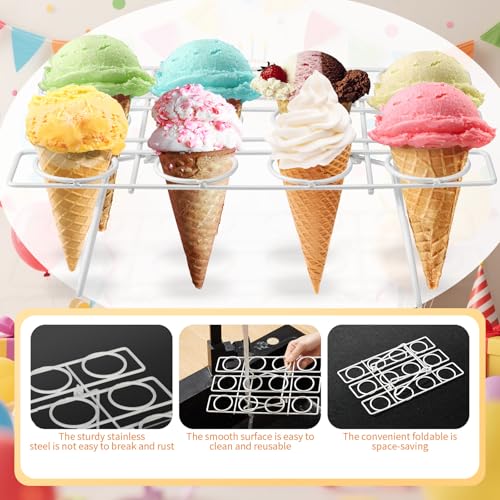 White 2 Pack Ice Cream Cone Holders Rack with 12 Slots for Cake Cones