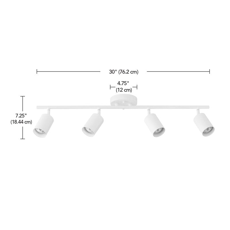 Globe Electric 57011 4-Light Track Lighting, Matte White Finish, Adjustable Cylindrical Heads, GU10 Base, Dimmable, Modern Low-Profile Design