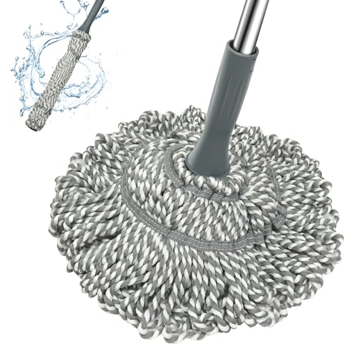 Self-Wringing Twist Mop with 52.5" Long Handle for Hardwood, Tile & Vinyl