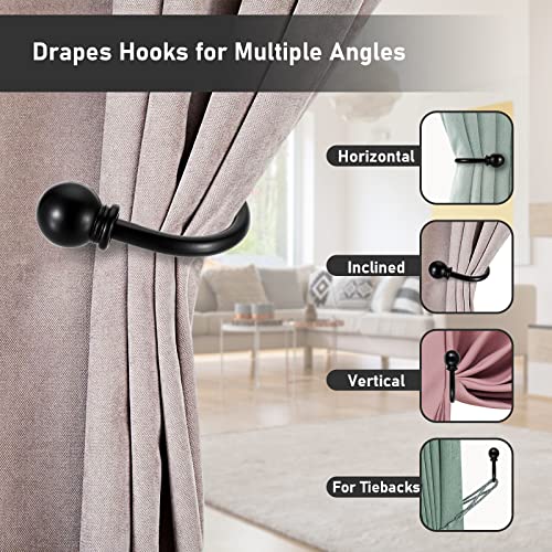 Set of 4 Decorative Aluminum Alloy Curtain Holdbacks - Wall Mounted Tiebacks