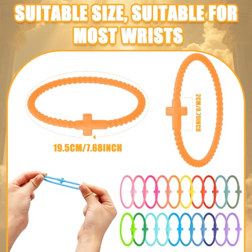 Religious Cross Silicone Bracelets - Stackable Rubber Wristbands Set
