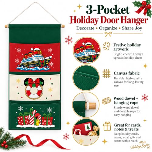 Magopera Green Christmas Fish Extender Door Hanger for DCL Gift Exchange - Festive Cabin Organizer with Pockets