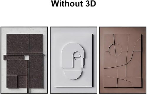 BULUXE Japandi Geometric Wall Art Set - 3D Abstract Minimalist Canvas Decor | Framed Artwork for Modern Living Room & Bedroom (Style-A, 15" W x 1" D x 23" H)