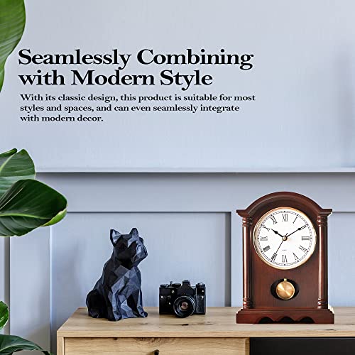 Classic Wooden Mantel Clock with Gold-Tone Pendulum and Roman Numerals