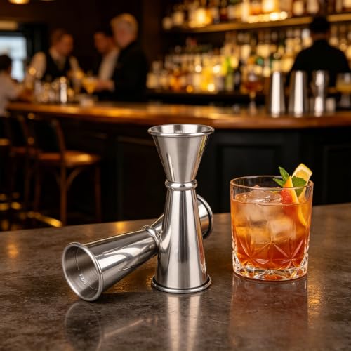 YOLCAR 2-Pack Stainless Steel Cocktail Jiggers 1oz & 2oz Measurement Set