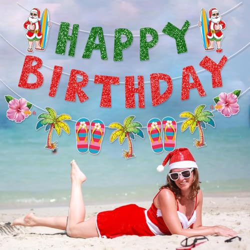 Pre-assembled Christmas & Birthday Banner Set for Tropical & Hawaiian Holiday Parties