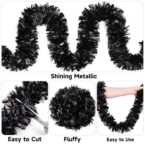 Black Tinsel Garland 33 FT - Halloween & Party Decorations, KINGLAKE