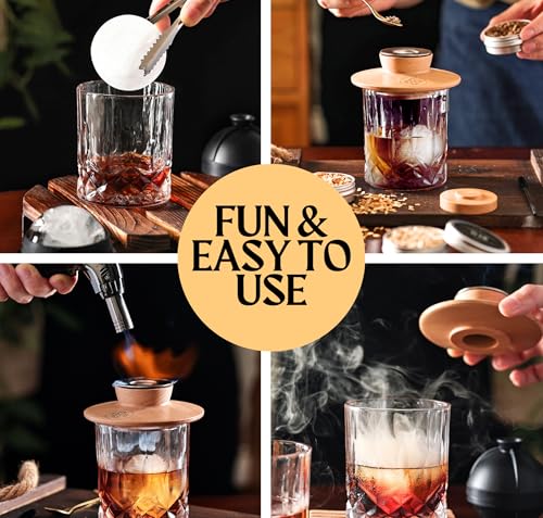 Ritual Life Cocktail Smoker Kit with Torch & Glasses - Old Fashioned Whiskey Set, Includes Wood Chips & Ice Molds