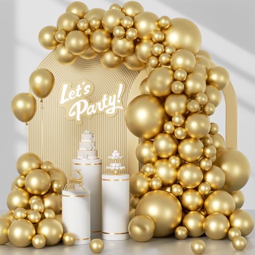 Awenztech 122pcs Metallic Gold Balloon Arch Kit for Parties
