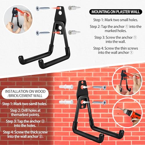 18-Pack Heavy Duty Garage Hooks - Anti-Slip Wall Mount Storage Hooks