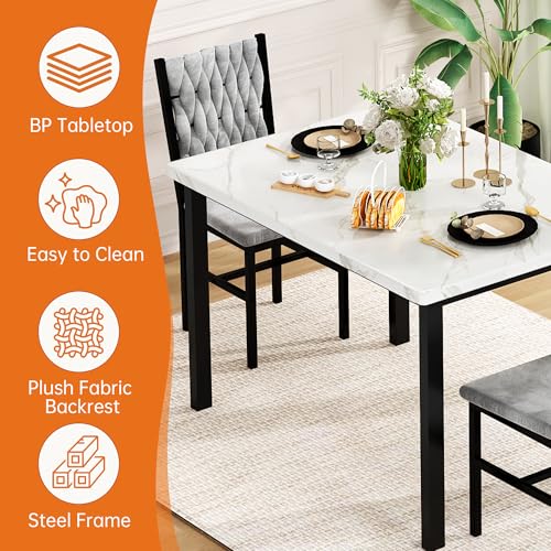 3-Piece Small Dining Table Set with 2 Upholstered Chairs for Kitchen