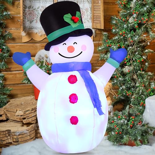 4 ft Christmas Inflatable Snowman with LED Lights - Indoor/Outdoor Yard Lawn Decor (Variation: 4 ft Christmas Snowman)
