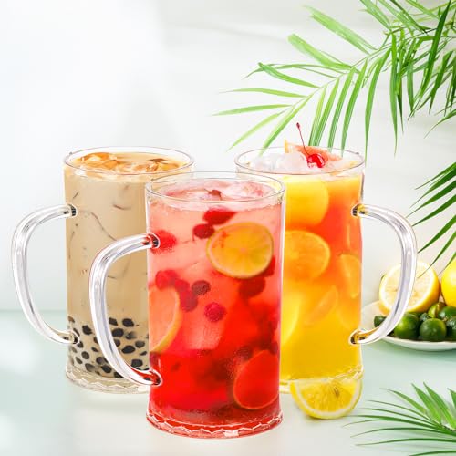 Set of 6 Acrylic Beer Mugs - 16 oz Lightweight Reusable Drinking Glasses