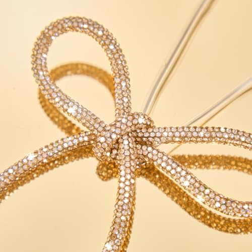 Champagne Gold Christmas Bows 12 Pcs 4.3 x 6 in - Flair Gifts Sparkle Tree Ornaments