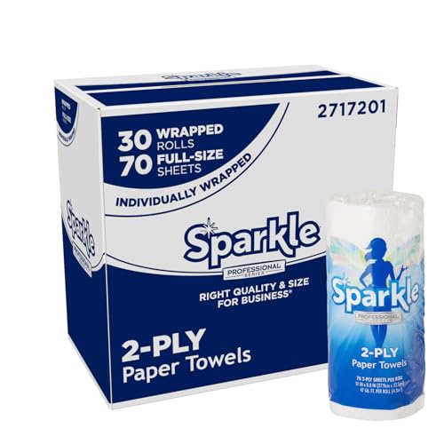 2-Ply Perforated Kitchen Paper Towel Rolls - Individually Wrapped, 30 Pack
