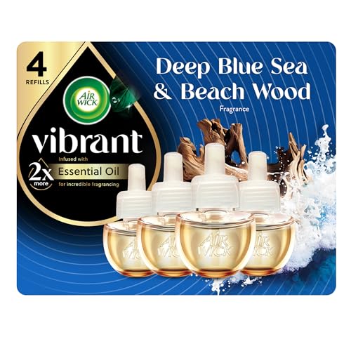 Plug-In Scented Oil Air Freshener Refills - Deep Blue Sea & Beach Wood, 4 Pack