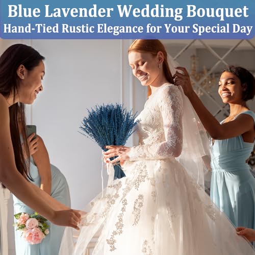 Dried Lavender Flower Bundles, 17-Inch Preserved Blue Lavender Stems