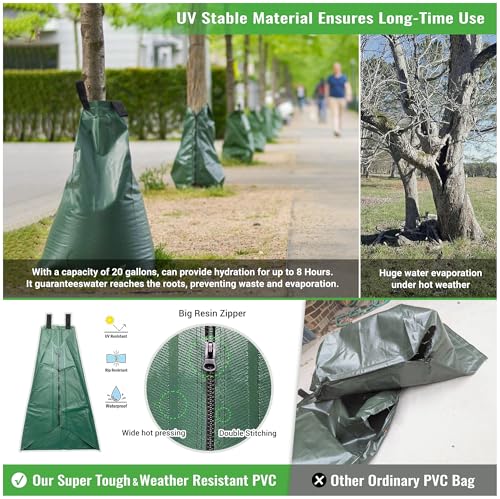 Slow Release Tree Watering Bags 20 Gallon (5-Pack) - PVC Drip Irrigation