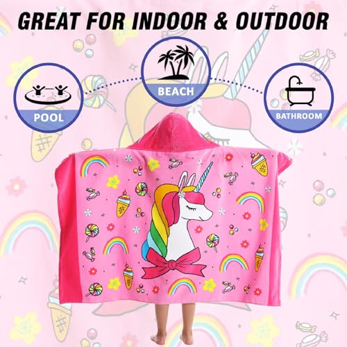 Bavilk Kids Hooded Beach Towel Poncho - 100% Cotton Bath & Pool Wrap