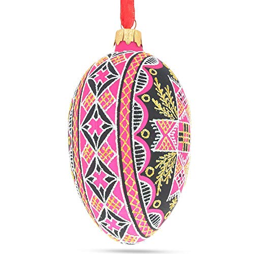 Ukrainian Hand-Painted Glass Egg Ornament - 4 Inch Christmas Decor
