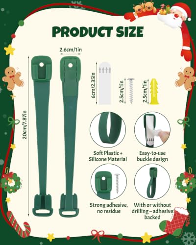 9-Piece Christmas Garland Hangers for Mantle, Stretchable Silicone Wreath Hooks