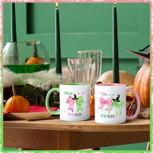 Didaey 12oz Pink & Green Princess Witch Mugs Set of 2 – Ceramic Drinkware