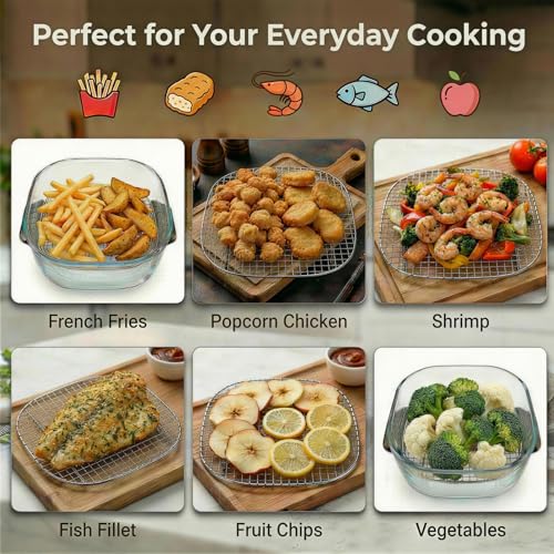 2-Piece Stainless Steel Crisper Rack Set for Air Fryer Bowls