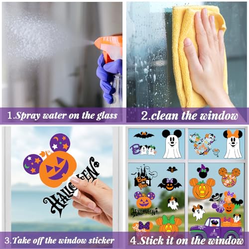 Mouse Themed Halloween Window Decals - 9 Removable Stickers