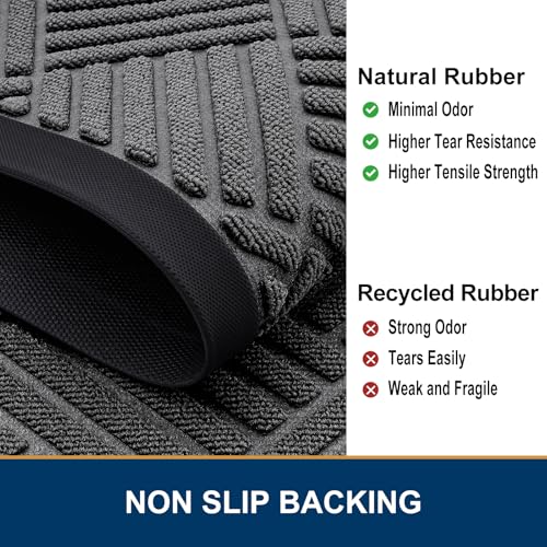 Non-Slip Front Door Mat - 29.5x17 Inch Heavy Duty Rubber Entrance Floor Mat