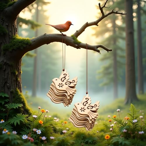 20PCS Peace Dove Figurine, Brown Wooden Ornaments Crafts Home