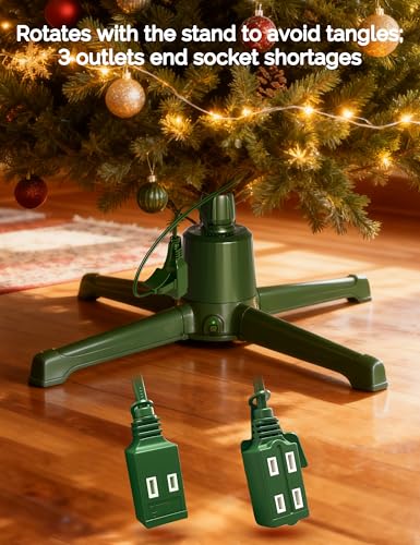 COOLWUFAN 9ft Rotating Christmas Tree Stand with Remote & Music, 120lb Capacity