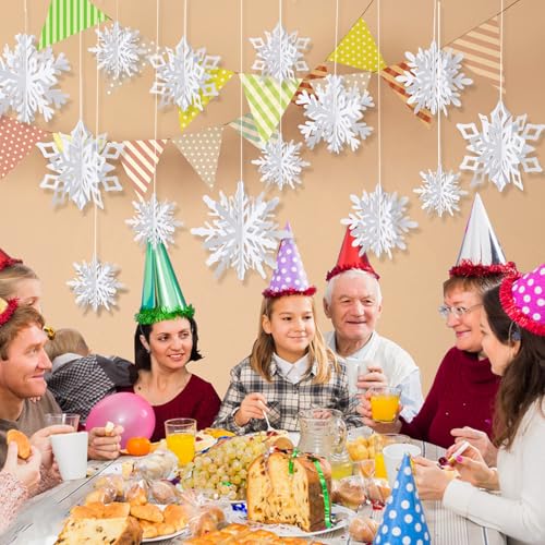 36 Pack Christmas Hanging Snowflakes Decorations - 3D Paper Ornaments for Holiday & Winter Decor