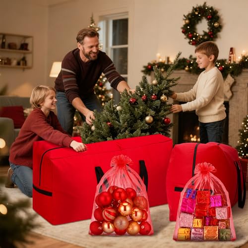 Shinylin 2-Pack Christmas Tree Storage Bags with Handles & Zippers, 2 Containers for Holiday Decor