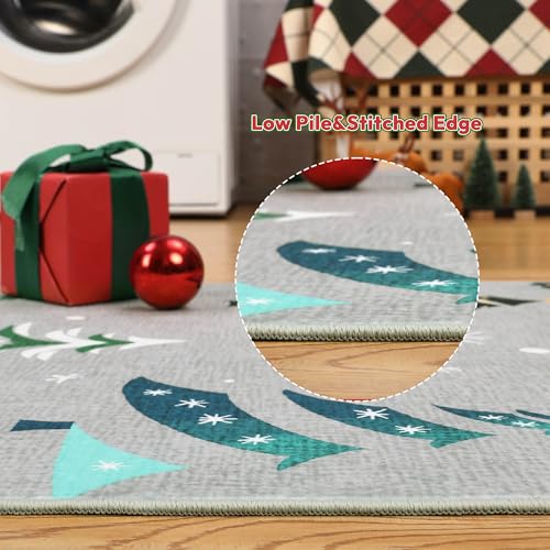 GarveeHome Grey 8x10 Christmas Area Rug - Washable Non-Slip Low Pile for Living Room