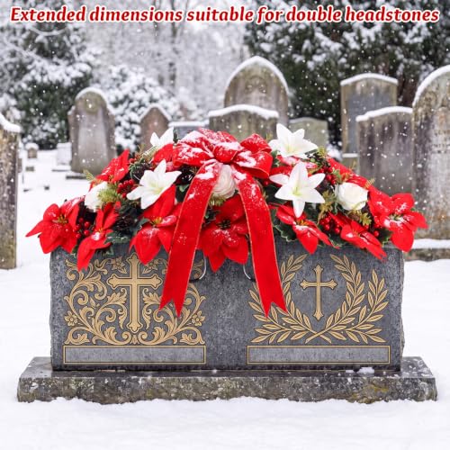 Giegxin Xmas Cemetery Flower Saddle for Grave Decoration, Red, Large