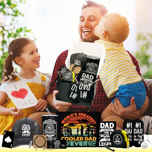 Dad Gifts Set with Tumbler Baseball Cap Keychain & More - Father's Day Gift