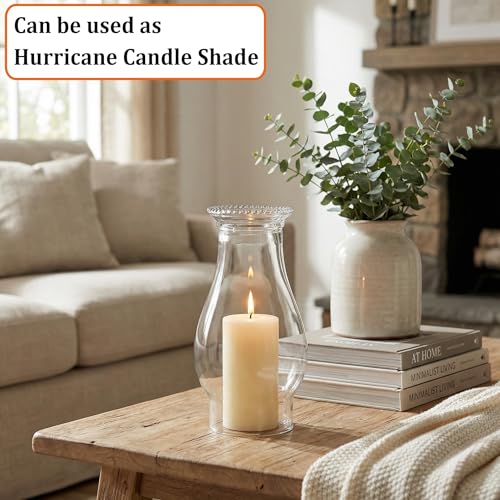 Clear Glass Oil Lamp Chimney Replacement - 3 Inch Base Hurricane Shade