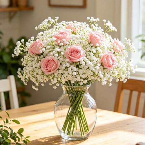 6Pcs Artificial Baby's Breath Flowers - 21'' White Gypsophila