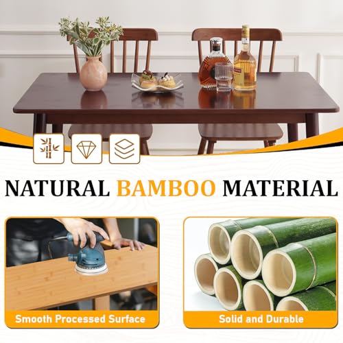 47.2-Inch Bamboo Dining Table, Mid-Century Modern Rectangular Kitchen Desk