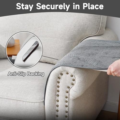 Anti-Slip Waterproof Sofa Arm Covers - 2 Pack (Dark Gray, 24" x 20")