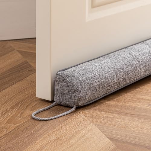 Weighted Linen Door Draft Stopper - 38 Inch Removable Washable Cover